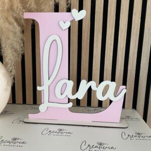 Holzdeko mit Anfangsbuchstabe und Namen