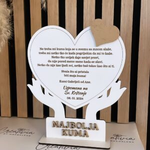 Personalisierte Holzdekoration Herz mit Widmung