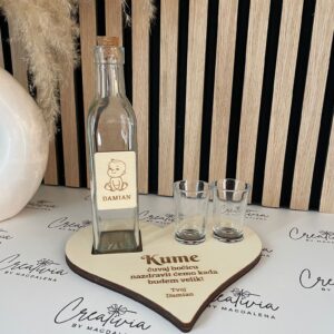 Personalisierter Flaschenhalter mit 2 Gläsern als Geschenk