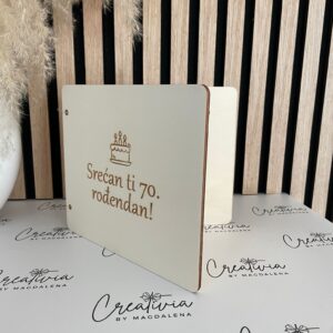 Personalisierte Holzgeburtstagskarte mit lustigem Spruch