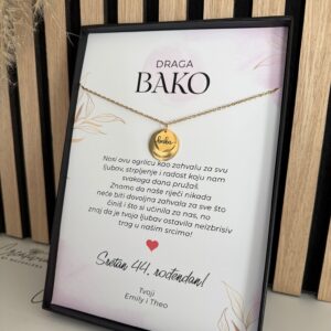 Personalisierter Rahmen mit Kette und Widmung