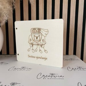 Gravierte Holzkarte für das Brautpaar – Erinnerung zum Aufstellen