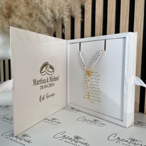 Erinnerungsbox mit Hochzeitsrosenkranz & Gravur
