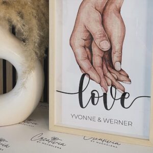 LOVE-Fotorahmen mit Namen des Brautpaares