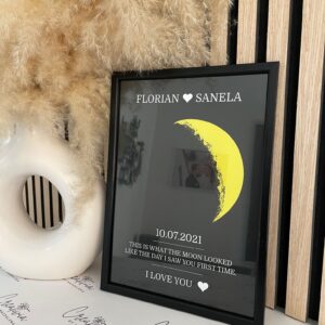Personalisierter Mondrahmen – Hochzeitsdatum & Liebesbotschaft